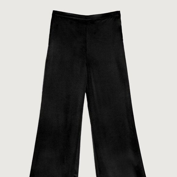 OAK + FORT STRAIGHT SATIN PANT BLACK - Picture 1 of 4